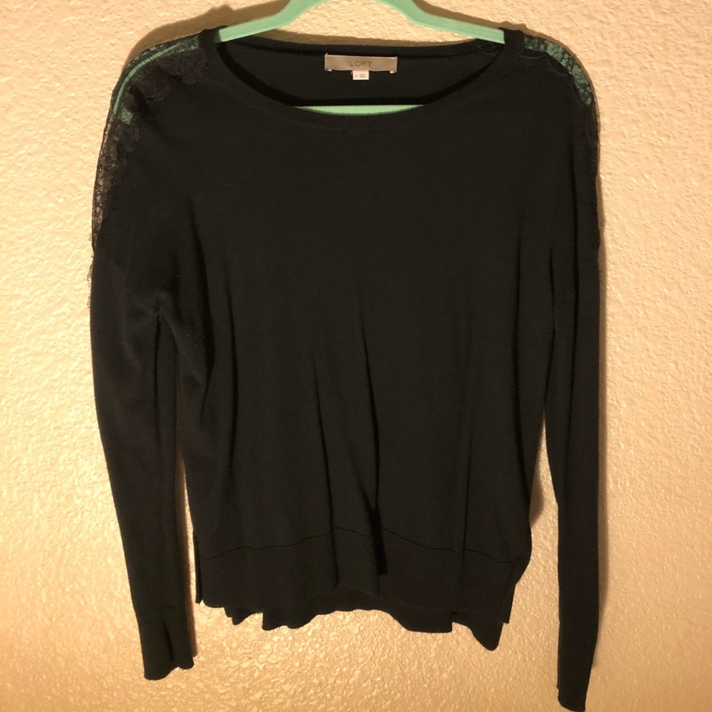 Loft Long Sleeve Sweater with Lace Sleeves